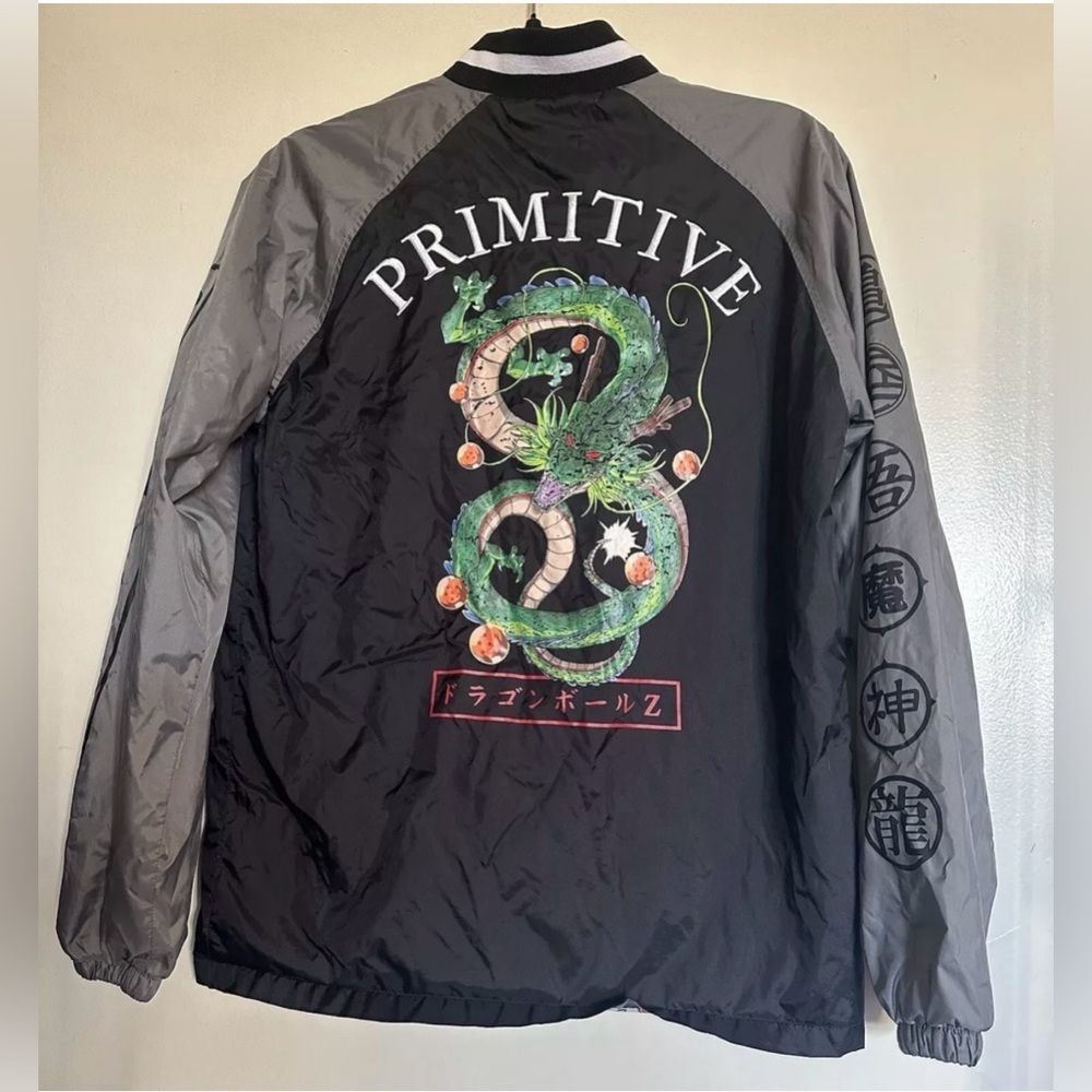 Dragon Ball Z Jacket Youth Boys XS Black Snake Dragon Varsity Skate Primitive